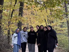 ISA members on a hike in the woods