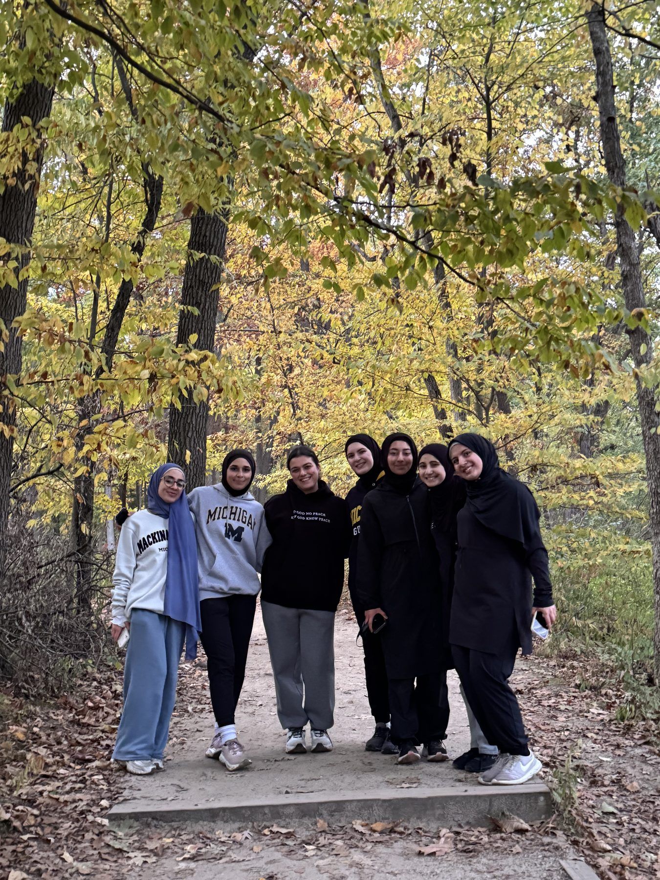 ISA members on a hike in the woods